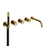 Hotbath Cobber @work partie apparente avec partie encastrée pour mitigeur de douche thermostatique avec 2 robinets d'arrêt avec bec verseur laiton brossé PVD SW547769