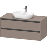 Duravit ketho 2 meuble de lavabo avec plaque de console avec 2 tiroirs 120x55x56.8cm avec poignées anthracite basalte mate SW771984
