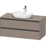 Duravit Ketho.2 Wastafelonderbouwkast - inclusief consoleplaat - met 2 laden - 120x55x56.8cm - met handgrepen antraciet - basalt mat SW771984