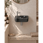 QeramiQ Fuente pack lave-mains – demi-rond – 40 x 21,5 x 12 cm – perçage à gauche – robinet gunmetal SW1232829