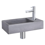 Differnz Force Set lave-mains 40x22x8cm 1 trou avec robinet droit et siphon + bonde chrome Rectangulaire Béton Gris foncé SW373246