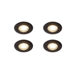 QAZQA Ulo Inbouwspot - set van 4 - 8.2x8.2cm - incl. LED - 3 staps dimbaar - IP65 - rond - mat zwart SW1210180