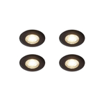 QAZQA Ulo Spot encastrable - set de 4 - 8,2x8,2cm - LED incluse - 3 niveaux de gradation - IP44 - rond - noir mat SW1210180