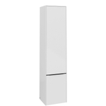 Villeroy & boch subway 3.0 armoire de salle de bains 40x35x170cm avec 2 portes à droite à fermeture douce en applique avec poignée noire volcanique en aggloméré blanc brillant SW706802