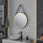 H&R Badmeubelen Belt miroir – rond Ø 60 cm – Éclairage LED – chauffage de miroir, à intensité variable – Noir mat SW997249