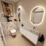 MONDIAZ TURE-DLUX 120cm toiletmeubel Talc. EDEN wastafel Glace positie rechts. Zonder kraangat. SW1103135