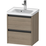 Duravit Ketho.2 Wastafelonderbouwkast - met 2 laden - 48.4x37.5x54.9cm - met grepen antraciet - eiken terra mat SW772066