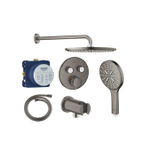 Grohe Grohtherm ensemble de douche de tête encastré - douche de tête ronde - douchette ronde - bras mural courbé - Hard Graphite brossé SW1235161