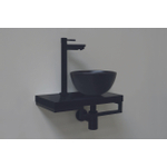 Proline Pack lave-mains 40x23cm avec vasque céramique noir mat droite, plan noir et robinet, sipon et bonde noir mat SW536628