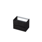 INK Wastafelonderkast - 70x45x52cm - 2 lades - greeploos - met houten keerlijst - MFC - Houtskool eiken SW207401