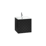 Crosswater Vergo ensemble de meubles de salle de bain - 49.8x47.6x45.5cm - 1 lavabo verre - blanc - 1 trou pour robinet - 1 tiroir - noir mat SW911016