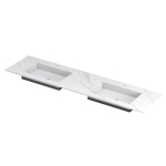 INK Post wastafel - 180x45x1cm - 2 wasbakken - 2 kraangaten - keramiek Calacatta mat SW693541