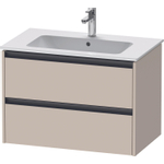 Duravit Ketho.2 Wastafelonderbouwkast - met 2 laden - 81x48x55cm - met grepen antraciet - taupe supermat SW773138