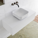 Mondiaz Lagom Meuble salle de bains 100x30.9x45cm Solid Surface Talc 1 tiroir avec lavabo BINX vasque à poser Centre sans trous de robinet SW409064