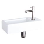 Differnz Hura Set lave-mains 38.5x18.5x9cm avec robinet droit chrome mat céramique Blanc SW285507