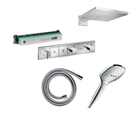 Hansgrohe Raindance e Square - doucheset - hoofddouche - handdouche - douchekraan - doucheslang - inbouwdeel douchekraan - hoogglans chroom SW1208489