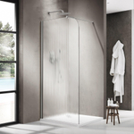 Fortifura Galeria Paroi de douche à l'italienne - 110x200cm - paroi arrondie - gauche - verre cannelé - barre de stabilisation - inox brossé PVD SW1420755