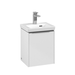 Villeroy & Boch Subway 3.0 meuble sous-lavabo - 40x40x30cm - avec 1 porte à ouverture à droite avec fermeture douce avec poignée brillante en aluminium panneau de particules Brilliant White SW701652