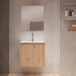 Adema Cadence Ensemble meuble de salle de bains - 60x55x40cm - peu profond - 2 portes - sans poignée - lavabo - 1 trou de robinet - céramique - avec miroir - chêne rustique SW1475756