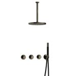 Hotbath Cobber IBS70 Regendoucheset - inbouw - 30cm plafondarm - 30cm ronde hoofddouche - staafhanddouche - mat/glans verouderd ijzer (zwart) SW677627