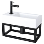 Differnz Helios fonteinset – 37.5x18.5x9.5 cm – keramiek wit – kraangat links – met frame SW705224