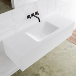 Mondiaz Lagom Meuble avec 1 tiroir 120x30x45cm vasque Cloud central sans trous de robinet Solid Surface Talc SW408973