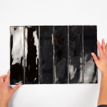 Terravito Pavero carreau mural - 7.5x30cm - 8.6mm - Rectangle - Noir brillant SW359808