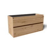 Saniclass Vita Meuble de salle de bains - 120x60x46cm - 2 tiroirs - sans poignée - 1 lavabo - 2 trous de robinet - trop-plein - céramique - chêne rustique SW1439487