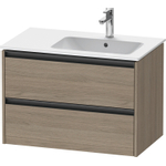 Duravit Ketho 2 meuble sous-lavabo avec 2 tiroirs pour vasque à droite 81x48x54,9cm avec poignées chêne anthracite terra mat SW772047