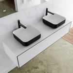 Mondiaz Lagom Meuble salle de bains 140x30.9x45cm Solid Surface Urban 1 tiroir avec lavabo BINX vasque à poser double 2 trous de robinet SW409303