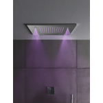 Hotbath Mate pomme de douche encastrée carrée 50x50cm avec cascade et jet spray incluant éclairage LED chrome SW22819