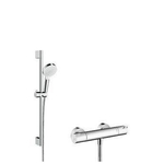 Hansgrohe Crometta Douchecombinatie: - met ecostat - 1001 cl douchekraan - thermostatische - met glijstangset - 72cm - met Crometta Vario - handdouche chroom/wit - chroom/wit (wit) SW546818