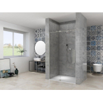 Van Rijn Products ST08 Porte pivotante de niche - 130x200cm - verre clair - épaisseur 8mm - 2 parties - profil mural - barre de stabilisation - inox SW956349
