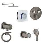 GROHE Grohtherm SmartControl Ensemble de douche pluie - robinet encastrable thermostatique - partie encastrable - pomme de douche - douchette - coude mural - support mural - flexible - hard graphite brossé SW1208830