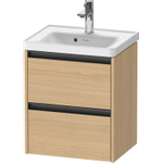 Duravit Ketho.2 Wastafelonderbouwkast - met 2 laden - 48.4x37.5x54.9cm - met grepen antraciet - natuur eiken mat SW772246