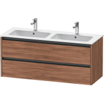 Duravit Ketho.2 Wastafelonderbouwkast - met 2 laden - voor dubbele wastafel - 128x48x55cm - met grepen antraciet - noten mat SW773100