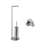 Fortifura Calvi vrijstaande toiletrolhouder met toiletborstel - met handoekhaak - Geborsteld RVS PVD (RVS) SW1390025