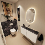 MONDIAZ TURE-DLUX Meuble toilette - 100cm - Talc - EDEN - vasque Lava - position centrale - sans trou de robinet SW1103633