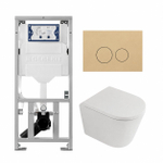 QeramiQ Dely Pack WC - 36.3x51.7cm - à fond creux - sans bride - réservoir encastré Geberit UP320 - abattant WC softclose 35 mm - plaque de déclenchement beige - boutons ronds - blanc mat SW1235371