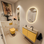 MONDIAZ TURE-DLUX Meuble toilette - 80cm - Ocher - EDEN - vasque Frappe - position centrale - 1 trou de robinet SW1102869