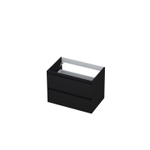 INK Wastafelonderkast - 70x45x52cm - 2 lades - greeploos - MDF lak - Zwart mat SW207382