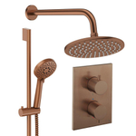 Crosswater MPRO Regendoucheset inbouw - 2 hendels - 20cm douchekop - handdouche - glijstang - wandarm - geborsteld brons SW1472537