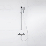FortiFura Calvi Ensemble de douche barre curseur avec douchette ronde, flexible lisse et robinet de douche Chrome SW811945
