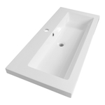 BRAUER Solar Medium lavabo 100x46x5cm - 1 vasque - 1 trou de robinet - marbre minéral - blanc satiné SW10292