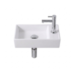 Adema Fuente Ensemble lave-mains - 40x22x10cm - céramique - trou de robinet à droite - robinet de lave-mains chrome - bouchon de vidage - siphon réduit - blanc brillant SW1480750