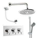 Crosswater MPRO inbouw regendoucheset – Ø20 cm hoofddouche – ronde handdouche – 3 hendels – badafvoer – chroom SW1472666