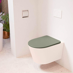 Mondiaz LAVIE hangtoilet – spoelrandloos – 36 x 53 cm – met softclose zitting – Rosee (roze), zitting Army (groen) SW1208576