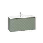 Crosswater Vergo ensemble de meubles de salle de bain - 99.8x47.6x45.5cm - 1 vasque en marbre minéral - blanc - 1 trou pour robinet - 1 tiroir - vert sauge SW910971