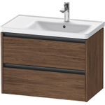 Duravit Ketho.2 Wastafelonderbouwkast - met 2 laden - voor waskom rechts - 78.4x45.5x54.9cm - met grepen antraciet - donker noten mat SW771990