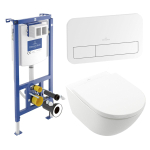 Villeroy & Boch Subway 3.0 Wandcloset Pack - zonder spoelrand - diepspoel inbouwreservoir twistflush bedieningspaneel zitting - White Alpine (glans wit) SW956286